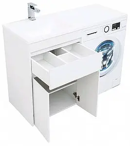 Тумба-умывальник напольная над стиральной машиной Aquanet Токио 120 L белый 00237746+00235499 Тумба-умывальник напольная над стиральной машиной Aquanet Токио 120 L белый 00237746+00235499, 5