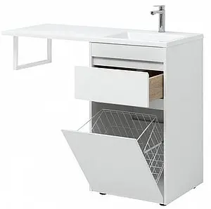 Тумба-умывальник напольная над стиральной машиной Aquanet Токио 110 R белый 00239289+00235498, 4