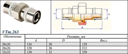 Американка пресс прямая 32мм Valtec VTm.263.N.003232