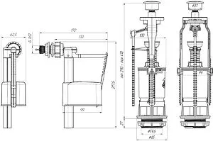 Комплект арматуры для бачка однорежимный ½&quot; пластик боковой Ани Пласт Эконом WC6050M, 2