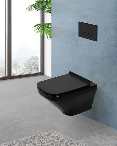 Комплект 5 в 1 BelBagno Sela BB3201CHR-MB/BB3201SC-MB/BB002-80/BB007-PR-NERO.M с кнопкой черный матовый