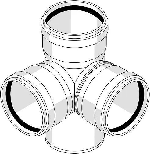 Крестовина двухплоскостная внутренняя бесшумная D=110x110x110мм Угол 87° Rehau Raupiano Plus 11215641003