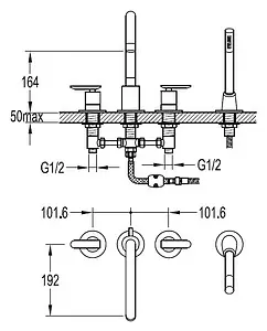 Смеситель на борт ванны на 4 отверстия Cezares Siesta хром SIESTA-F-BVD4-01 Смеситель на борт ванны на 4 отверстия Cezares Siesta хром SIESTA-F-BVD4-01, 2