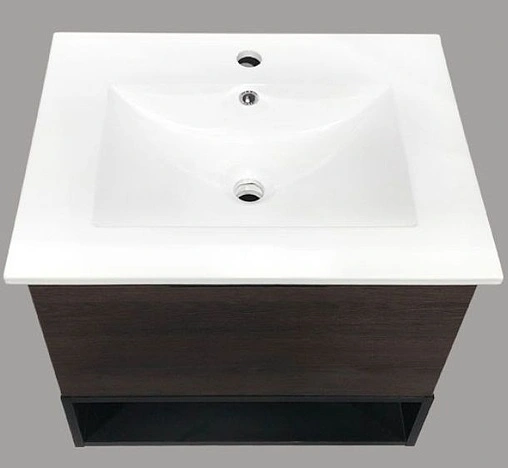 Тумба-умывальник подвесная Comforty Франкфурт 60 дуб шоколадно-коричневый/чёрный 00004150530CF Тумба-умывальник подвесная Comforty Франкфурт 60 дуб шоколадно-коричневый/чёрный 00004150530CF