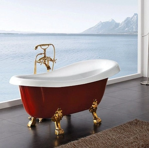 Ванна акриловая отдельностоящая BelBagno 170x80 белый/панель красный BB04-ROS