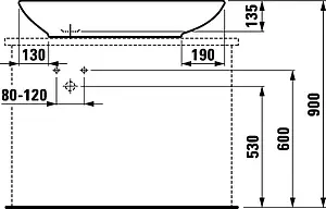 Раковина Laufen Palomba 90 белый 8.1680.1.000.112.1 Раковина Laufen Palomba 90 белый 8.1680.1.000.112.1, 3