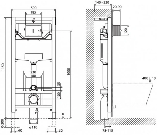 Инсталляция для подвесного унитаза BelBagno BB001-120