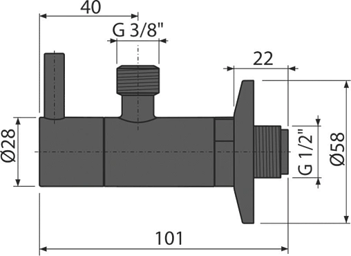Кран шаровый угловой с фильтром ½&quot;н x ⅜&quot;н черный AlcaPlast ARV001-BLACK