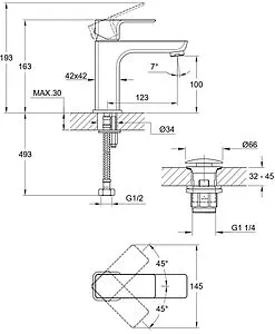Смеситель для раковины Cersanit Geo хром 63039, 2