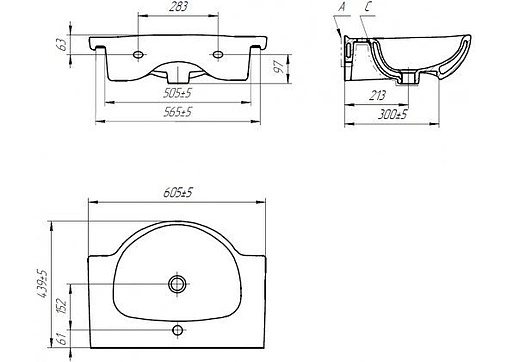 Раковина Cersanit Nati 60 белый S-UM-NAT60/1-w
