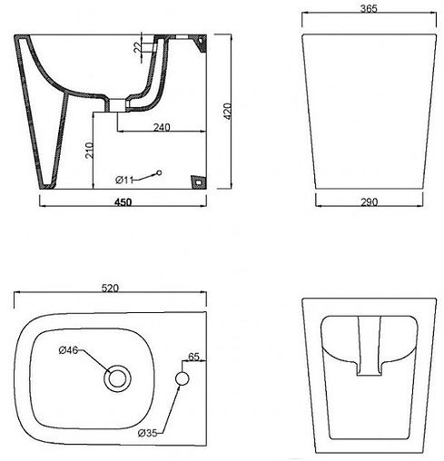 Биде напольное BelBagno Albano белый BB120B