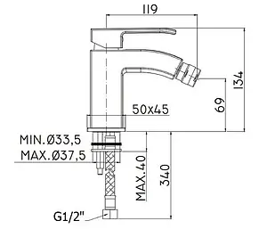 Смеситель для биде Paffoni Level хром LES131CR Смеситель для биде Paffoni Level хром LES131CR, 2