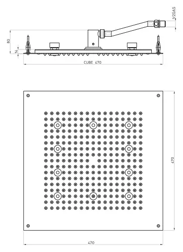 Лейка верхнего душа Bossini DREAM - Cube Light хром H37456.030