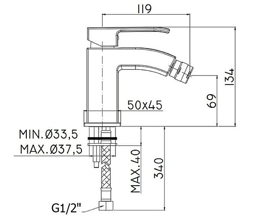 Смеситель для биде Paffoni Level хром LES131CR