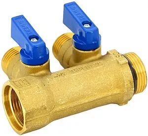 Коллектор запорный проходной 2 отвода синий ¾"в/н x ½"н Tiemme NINO 1820072 Коллектор запорный проходной 2 отвода синий ¾"в/н x ½"н Tiemme NINO 1820072, 2