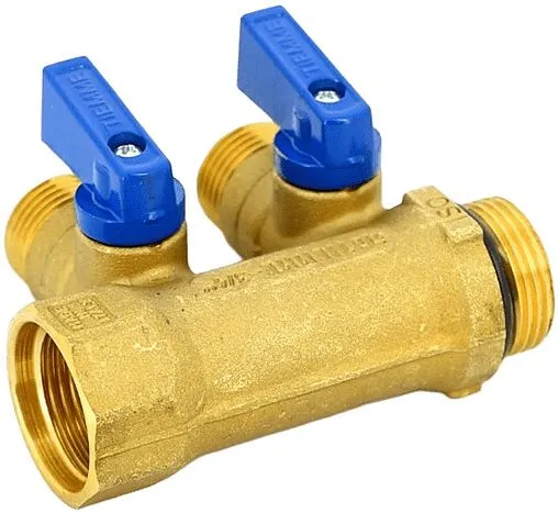 Коллектор запорный проходной 2 отвода синий ¾&quot;в/н x ½&quot;н Tiemme NINO 1820072