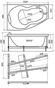 Ванна акриловая Triton Бриз 150x95 L Н0000000178, 2