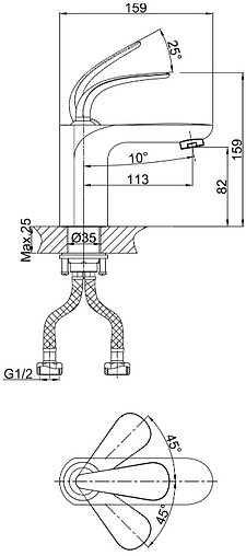 Смеситель для раковины D&amp;K Venice Gondola хром DA1022141