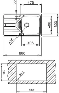 Мойка кухонная Teka Universe 50 T-XP 1B 1D PLUS POLISHED нержавеющая сталь полированная 115110022, 2