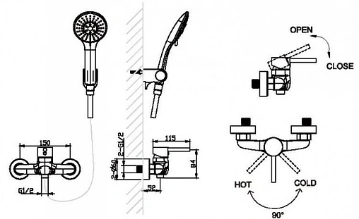 Смеситель для душа Bravat Slim хром F9332366CP-01-RUS