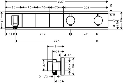 Термостат для 3 потребителей Hansgrohe RainSelect белый/хром 15356400