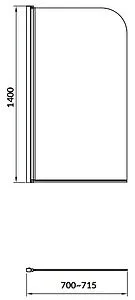 Шторка на ванну 700мм прозрачное стекло Cersanit Easy 70 P-PN-EASY*70-n, 3