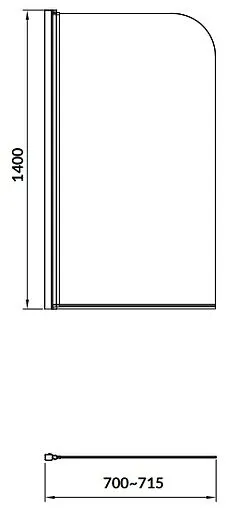 Шторка на ванну 700мм прозрачное стекло Cersanit Easy 70 P-PN-EASY*70-n