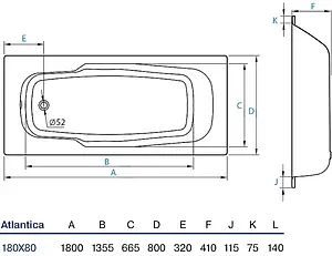 Ванна стальная Koller Pool Atlantica 180x80 с anti-slip белый B80JTI00E, 2