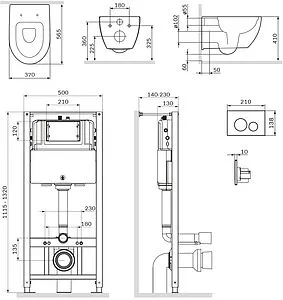 Комплект 6 в 1 Am.Pm Awe FlashClean IS49001.111700 с кнопкой белый глянцевый Комплект 6 в 1 Am.Pm Awe FlashClean IS49001.111700 с кнопкой белый глянцевый, 2
