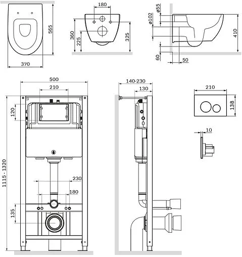 Комплект 6 в 1 Am.Pm Awe FlashClean IS49001.111700 с кнопкой белый глянцевый
