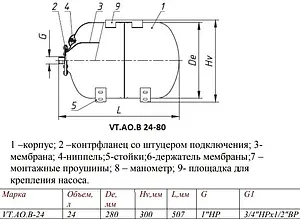 Гидроаккумулятор Valtec 24л 10 бар VT.AO.B.060024 Гидроаккумулятор Valtec 24л 10 бар VT.AO.B.060024, 2