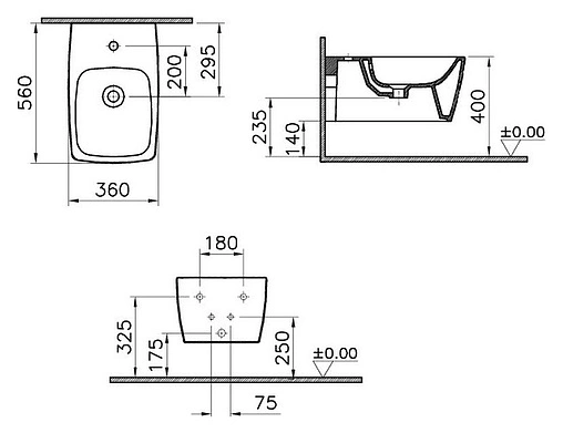 Биде подвесное VitrA Metropole белый 5675B003-0288