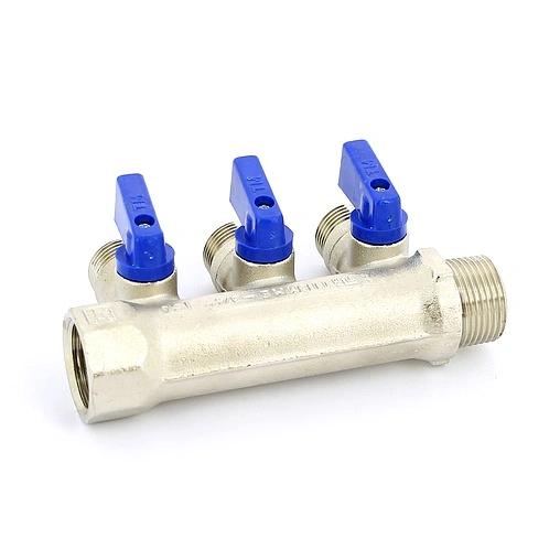 Коллектор запорный проходной 3 отвода ¾&quot;в/н x ½&quot;к Tiemme NINO 1820003