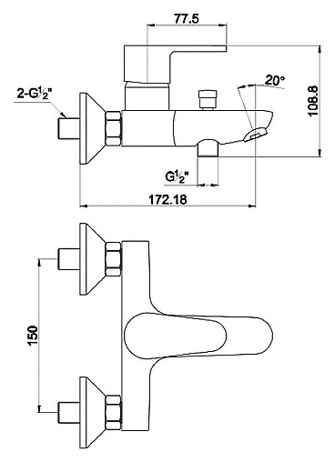 Смеситель для ванны Timo Supra хром 1414Y