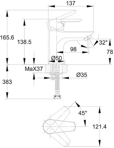 Смеситель для раковины Cersanit Vero хром 63060 Смеситель для раковины Cersanit Vero хром 63060