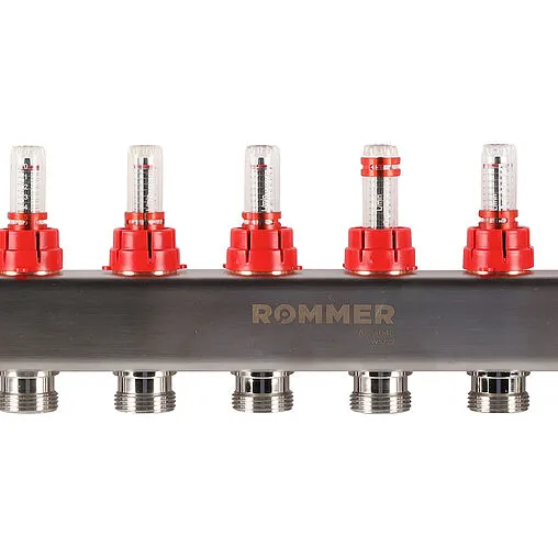 Группа коллекторная с расходомерами 10 отводов 1&quot;в/в x ¾&quot;ек Rommer RMS-1200-000010