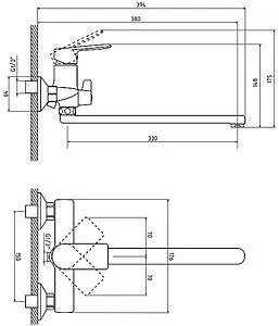 Смеситель для ванны с длинным изливом Osgard Platt хром 86223 Смеситель для ванны с длинным изливом Osgard Platt хром 86223, 2