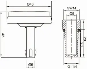 Термометр биметаллический TIM 40мм 80°С гильза 20мм ¼&quot; Y-40T-80, 2