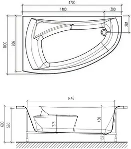 Ванна акриловая Eurolux Como 170х100 R E2170100016R Ванна акриловая Eurolux Como 170х100 R E2170100016R, 2