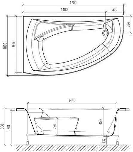 Ванна акриловая Eurolux Como 170х100 R E2170100016R
