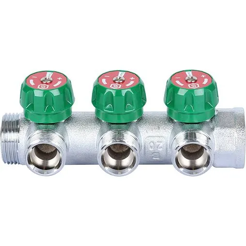 Коллектор регулирующий проходной 3 отвода 1&quot;в/н x ¾&quot;ек Stout SMB-6850-013403