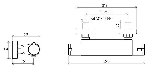 Термостат для душа Ravak Termo хром X070051 Термостат для душа Ravak Termo хром X070051