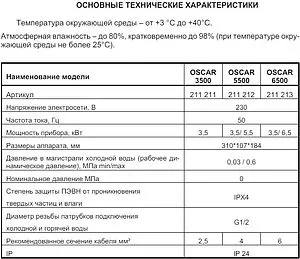 Водонагреватель проточный электрический Thermex Oscar 3500 211211, 2
