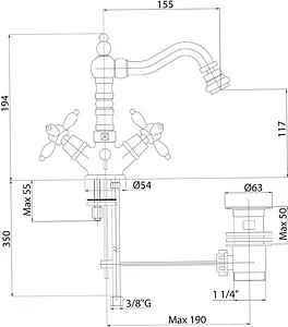 Смеситель для биде Cezares Nostalgia бронза NOSTALGIA-BS2-02 Смеситель для биде Cezares Nostalgia бронза NOSTALGIA-BS2-02, 3