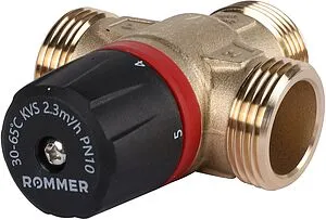 Трехходовой термостатический смесительный клапан 1" +30...+65°С Kvs 2.3 Rommer RVM-1131-236525 Трехходовой термостатический смесительный клапан 1" +30...+65°С Kvs 2.3 Rommer RVM-1131-236525, 5