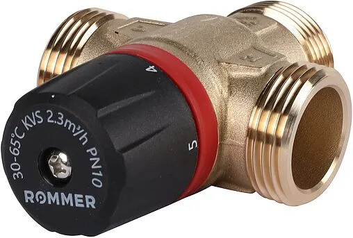 Трехходовой термостатический смесительный клапан 1&quot; +30...+65°С Kvs 2.3 Rommer RVM-1131-236525