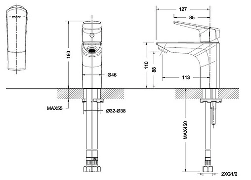 Смеситель для раковины Bravat Real хром F1121179CP