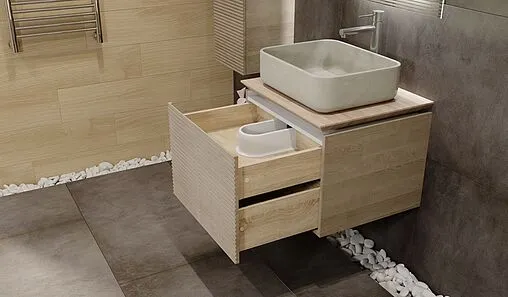 Тумба под умывальник подвесная Jorno Karat 60 бук светлый Kar.01.60/P/BuL