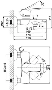Смеситель для ванны D&K Rhein Reisling хром DA1273201, 2