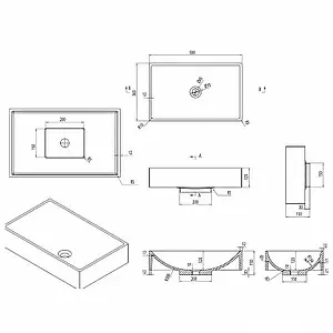 Раковина Aquanet Square V42 58 белый матовый 00198964 Раковина Aquanet Square V42 58 белый матовый 00198964, 2